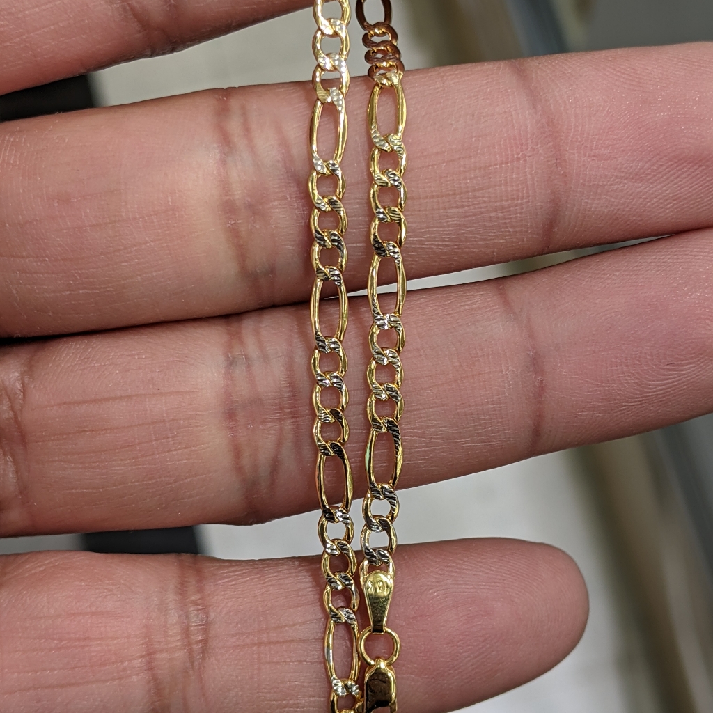 10kt Real Gold Figaro Diamond Cut Bracelet For Wom 269$